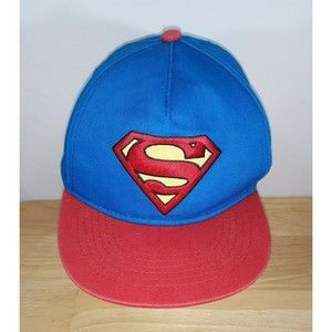 DC Comics Superman Logo Childs Flat Bill Snap-Bk Ball Cap Hat H&M Size 4-6 Youth